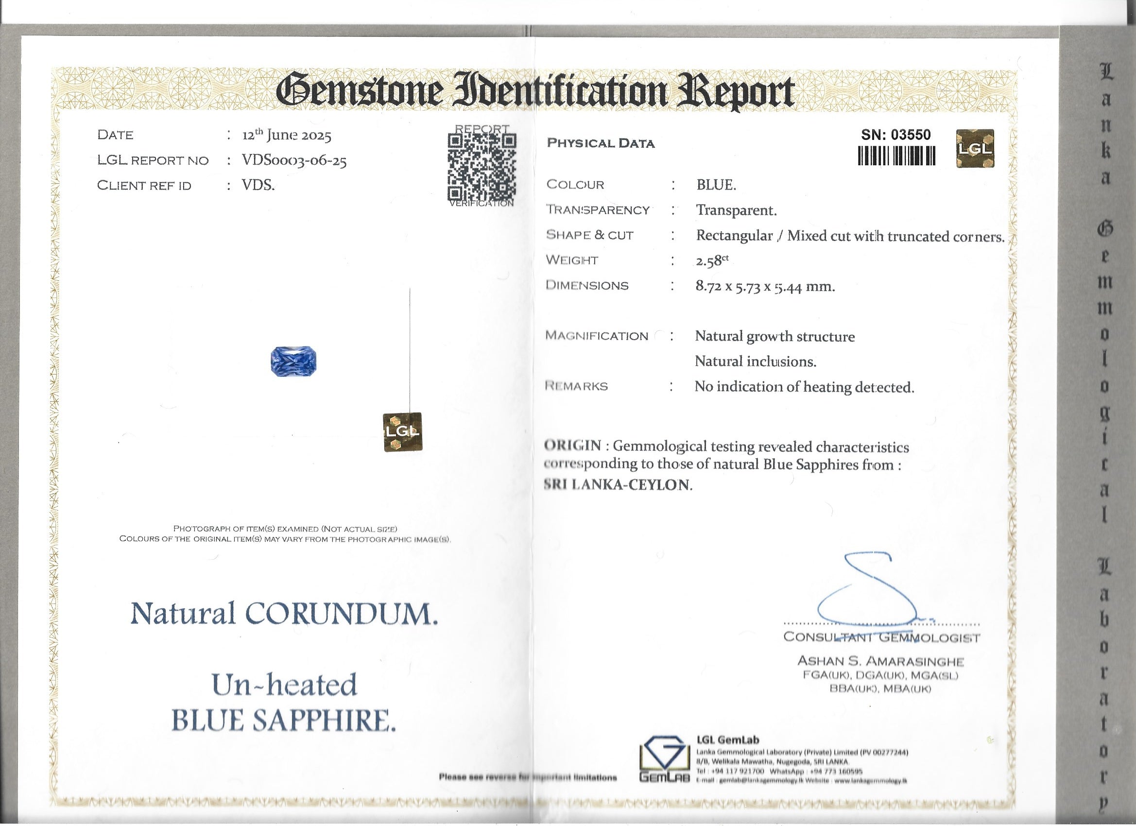 Blue Sapphire-2.58ct-Rectangular-no heat