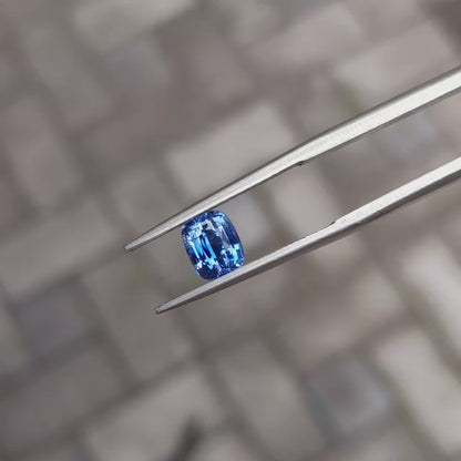 Unheated Ceylon Blue Sapphire. 1.05 carat, Cushion Cut.